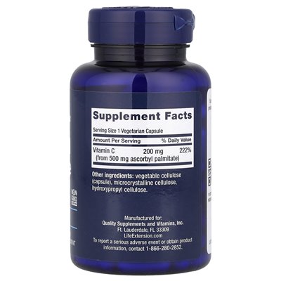 Rozszerzenie życia, palmitynian Ascorbyl, 500 mg, 100 kapsułek wegetariańskich