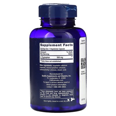 Life Extension, L-Tryptophan, 500 mg, 90 vegetarische Kapseln
