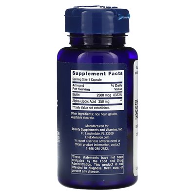 Life Extension, Alpha Lipoic Acid with Biotin, 60 Capsules