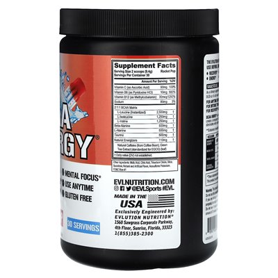 Evlution Nutrition, BCAA Energy, Rocket Pop, 9.9 oz (282 g) Evlution Nutrition, BCAA Energy, Rocket Pop, 9.9 oz (282 g)
