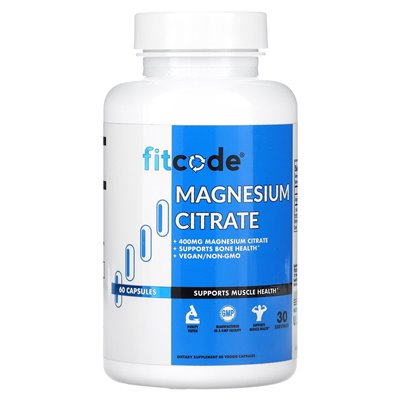 Fitcode, Magnesium Citrate, 400mg, 60 Vegetarian Capsules (200mg per capsule)