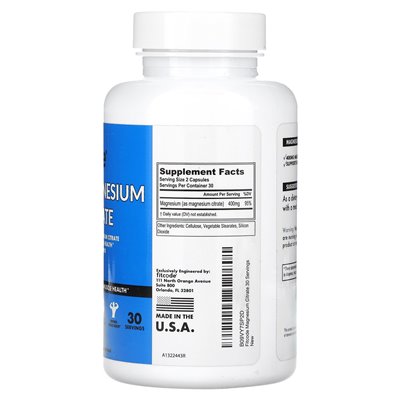 Fitcode, Magnesium Citrate, 400mg, 60 Vegetarian Capsules (200mg per capsule)