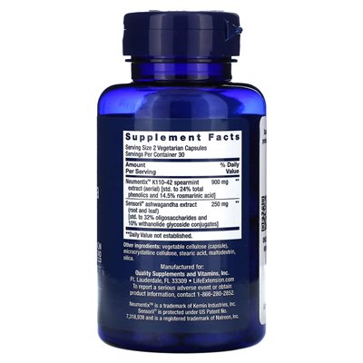 Life Extension, Ashwagandha Plus, 60 vegetarische Kapseln