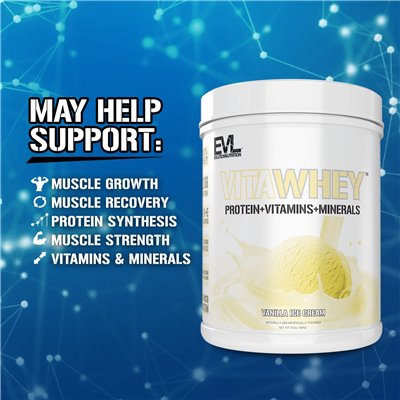 Evlution Nutrition, Vitawhey ™, Vanilla Ice Cream, 19,5 uncji (554 g)