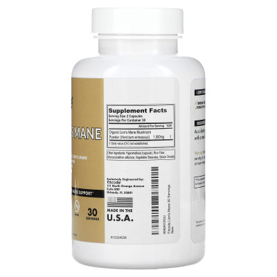FITCODE, Lion's Mane, 1000 mg, 60 kapsułek wegetariańskich (500 mg na kapsułkę) FITCODE, Lion's Mane, 1000 mg, 60 kapsułek wegetariańskich (500 mg na kapsułkę)
