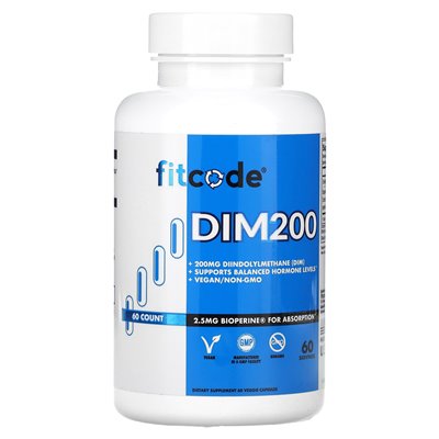 Fitcode, DIM200, diindolilometan (DIM), 200 mg, 60 kapsułek warzywnych