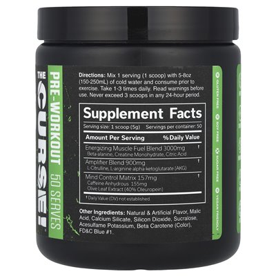 JNX Sports, The Curse! ® Pre-trening, zielone jabłko, 8,8 uncji (250 g)