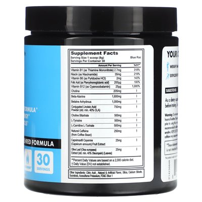 Fitcode, Leanpre, Formuła shred przedtrenuntowa, niebieska malina, 8,46 uncji (240 g)
