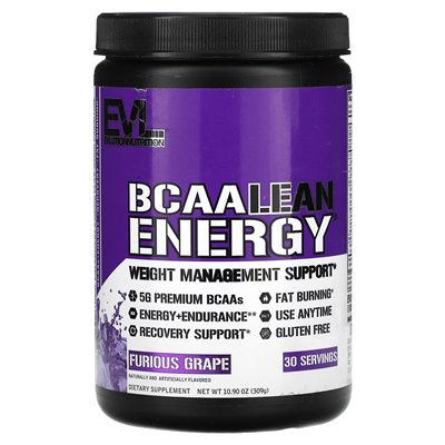 Evlution Nutrition, BCAA Lean Energy, wściekłe winogrona, 10,90 uncji (309 g) Evlution Nutrition, BCAA Lean Energy, wściekłe winogrona, 10,90 uncji (309 g)