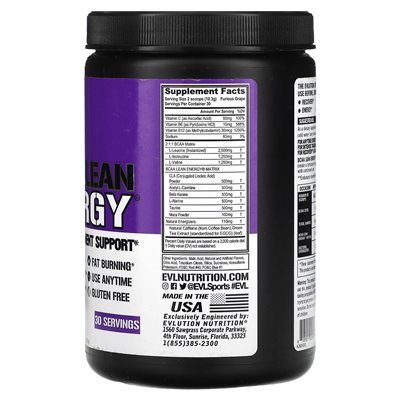 Evlution Nutrition, BCAA Lean Energy, wściekłe winogrona, 10,90 uncji (309 g) Evlution Nutrition, BCAA Lean Energy, wściekłe winogrona, 10,90 uncji (309 g)