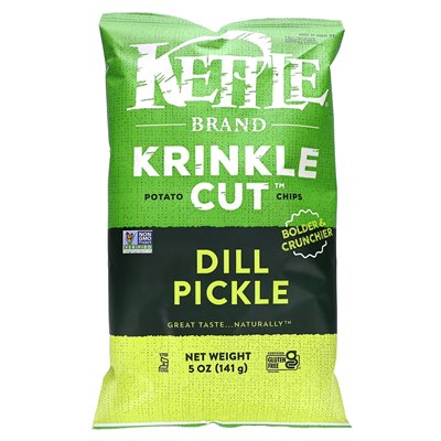 Kettle Foods, Krinkle Cut Chips, Dill Pickle, 5 uncji (141 g) Kettle Foods, Krinkle Cut Chips, Dill Pickle, 5 uncji (141 g)