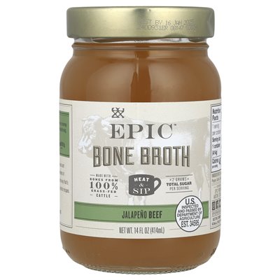 Epicki bar, bulion kostny, wołowina Jalapeno, 14 fl Oz (414 ml)