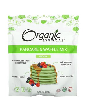Organic Traditions, Pancake and Waffle Mix, Matcha, 300 g Organic Traditions, Pancake and Waffle Mix, Matcha, 300 g