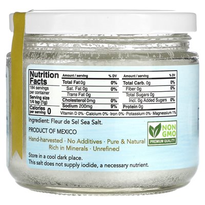 Kevala, Fleur de Sel, weniger Natrium, feines Meersalz, 6,5 oz (184 g)