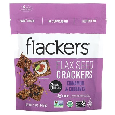 Flackers, flax crackers, cinnamon and currant, 5 ounces (142 g)