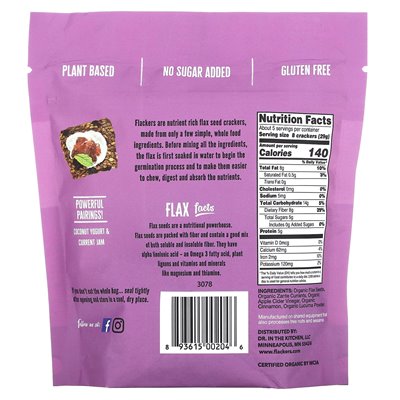 Flackers, flax crackers, cinnamon and currant, 5 ounces (142 g)