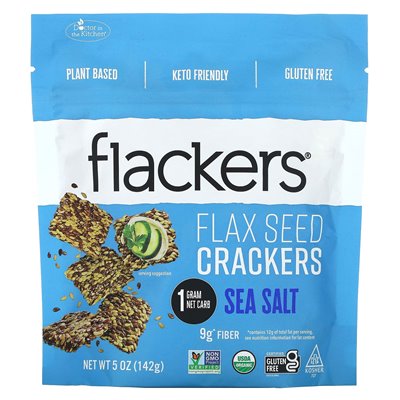 Flackers, Leinsamencracker, Meersalz, 5 oz (142 g)