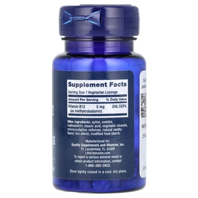 Rozszerzenie życia, witamina B12 metylokobalamina, 5 mg, 60 wegetariańskich ssaków Rozszerzenie życia, witamina B12 metylokobalamina, 5 mg, 60 wegetariańskich ssaków