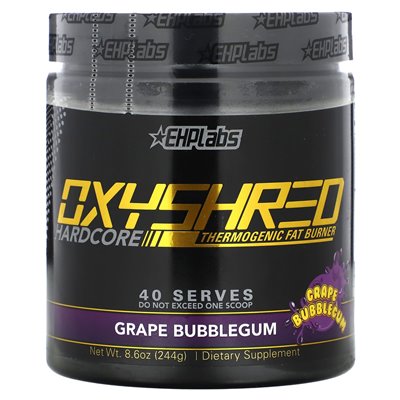 Ehplabs, oxycred hardcore, thermogenic fat burner, grape bubble, 8.6 oz (244 g)