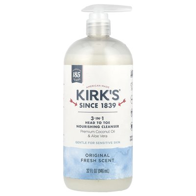 Kirk's, 3-w 1 Head to Toe odżywający środki czyszczący, oryginalny świeży, 32 fl oz (946 ml)