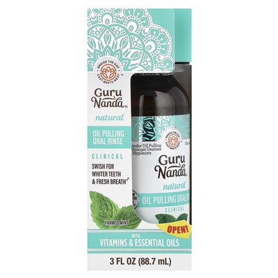Gurunanda, Natural Oil Conting Oral Płukanie, hodowlana mięta, 3 fl oz (88,7 ml)