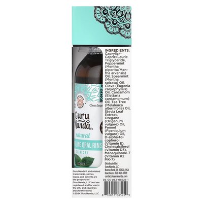 Gurunanda, Natural Oil Conting Oral Płukanie, hodowlana mięta, 3 fl oz (88,7 ml)