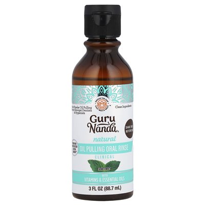 Gurunanda, Natural Oil Conting Oral Płukanie, hodowlana mięta, 3 fl oz (88,7 ml)