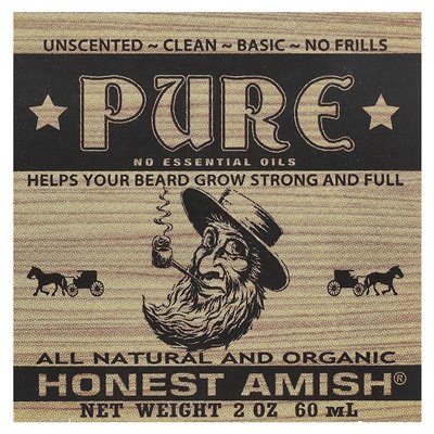 Uczciwa Amisza, Pure Broda Balsam, bezzapachowy, 2 uncje (60 ml)