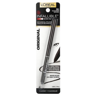 L'Oréal, Infalible, Never Fail ™, Mechanischer Eyeliner, Original, 581 Schwarzbraun, 0,008 uncji (240 mg)