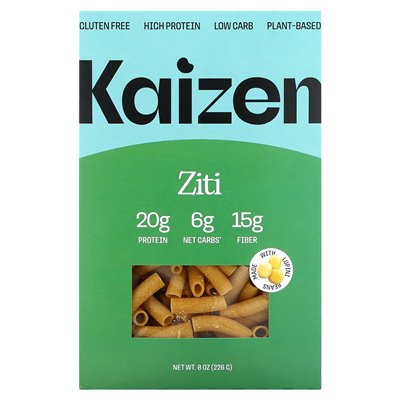 Kaizen, Ziti, Gluten Free, High Protein, Low Carb, Plant Based, 8 Ounce (226 G)