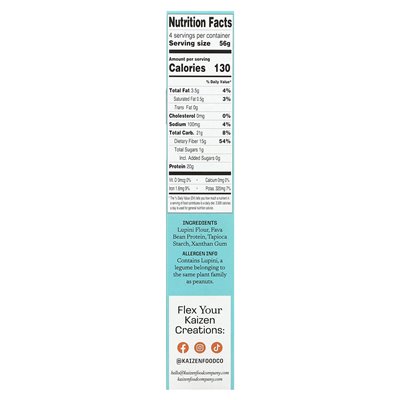 Kaizen, Ziti, Gluten Free, High Protein, Low Carb, Plant Based, 8 Ounce (226 G)