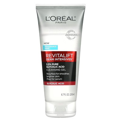 L'Oréal, Revitalift Derm Intensive, 3.5% Pure Glycolic Acid Cleansing Gel, Fragrance Free, 6.7 fl oz (200 ml)