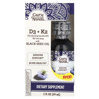 Gurunanda, D3 + K2, olej z nasion czarnego, 2 fl oz (59 ml)