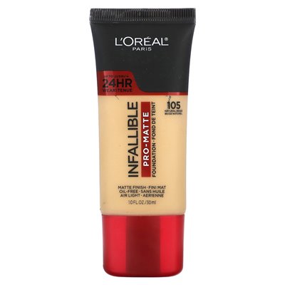 L'Oréal, nieomylne, pro-matte Foundation, 105 Natural Beige, 1 fl oz (30 ml) L'Oréal, nieomylne, pro-matte Foundation, 105 Natural Beige, 1 fl oz (30 ml)