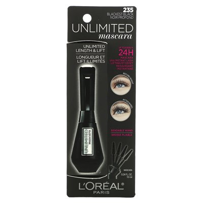 L'Oréal, Unlimited Length & Lift Mascara, 235 Blackest Black, 7 ml (0,24 fl. oz.)