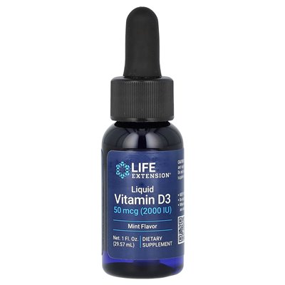 Life Extension Liquid Vitamin D3, Mint, 1 Fl Oz (29.57 ml)