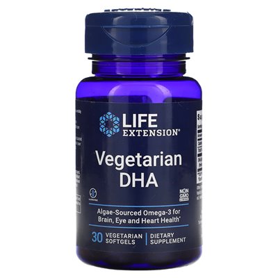 Rozszerzenie życia, wegetariańskie DHA, 30 wegetariańskich softgels