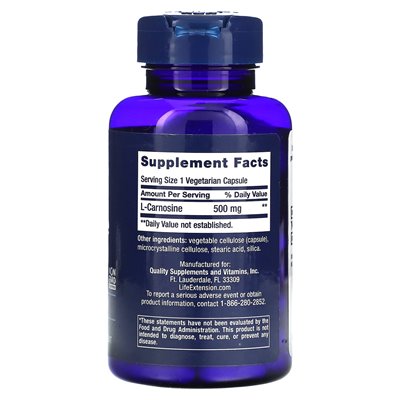 Rozszerzenie życia, karnozyna, 500 mg, 60 kapsułek wegetariańskich