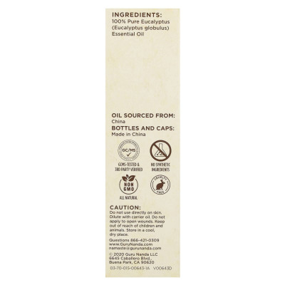 Gurunanda, 100% czysty i naturalny olejek eteryczny, eukaliptus, 0,5 fl oz (15 ml) Gurunanda, 100% czysty i naturalny olejek eteryczny, eukaliptus, 0,5 fl oz (15 ml)
