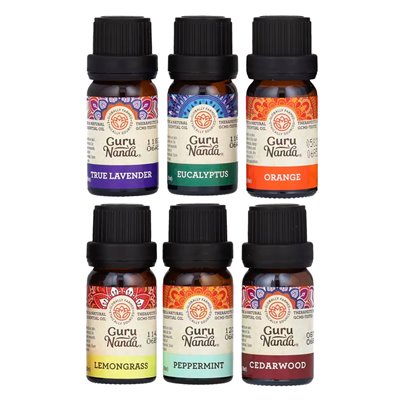 Gurunanda, 6 najlepszych singli 100% czystych olejków eterycznych, 6 paczek, 0,33 fl oz (10 ml)