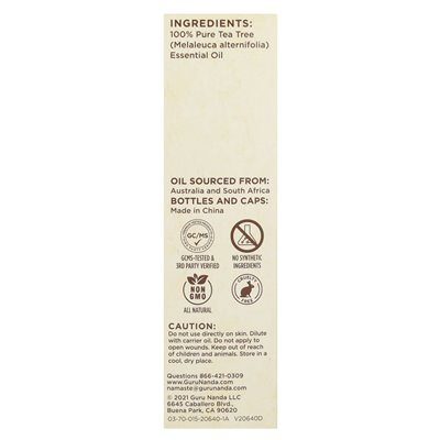 Gurunanda, 100% czysty i naturalny olejek eteryczny, drzewo herbaciane, 0,5 fl oz (15 ml)