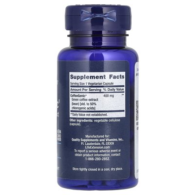 Life Extension, Kaffee, Grüner Kaffee-Extrakt, 400 mg, 90 vegetarische Kapseln