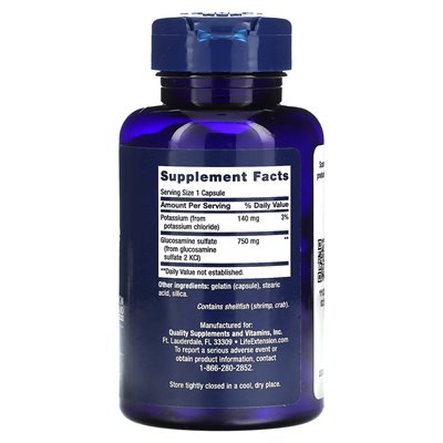 Rozszerzenie życia, siarczan glukozaminy, 750 mg, 60 kapsułek