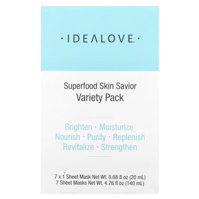 Idealove, Superfood Skin Savior Różnorodność, 7 masek o pięknie, 0,68 fl oz (20 ml)