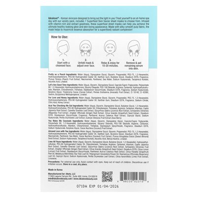Idealove, Superfood Skin Savior Różnorodność, 7 masek o pięknie, 0,68 fl oz (20 ml)