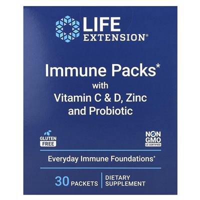 Rozszerzenie życia, pakiety immunologiczne z witaminą C&ampD, cynkiem i probiotykiem, 30 pakietów