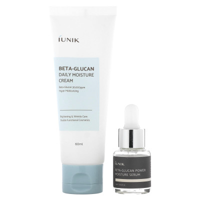 IUNIK, zestaw do pielęgnacji skóry beta-glukan, kremowa i mini serum, 2-częściowy zestaw