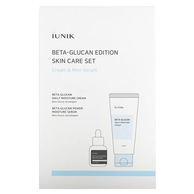 IUNIK, beta-glucan skin care set, cream and mini serum, 2-piece set