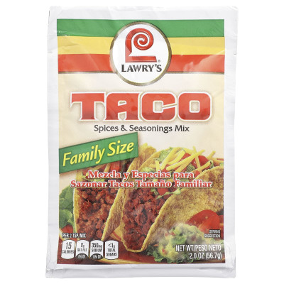 Lawry's, Taco Spices & Seasoning Mix, Family Size, 2 Ounce (56.7 G) Lawry's, Taco Spices & Seasoning Mix, Family Size, 2 Ounce (56.7 G)