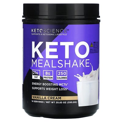Keto Science, Keto Meal Shake, Vanilla Cream, 20,83 uncji (590,8 g)